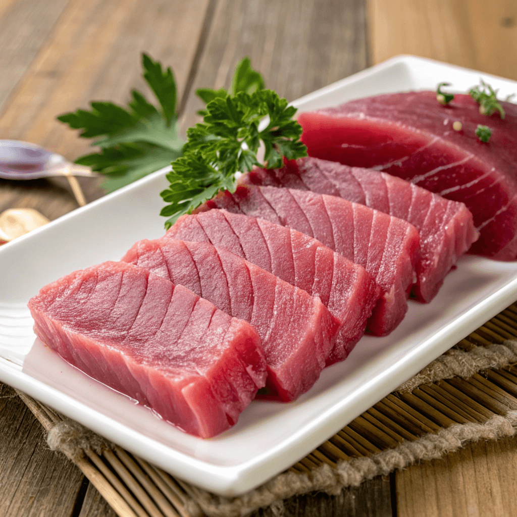 Ahi tuna steak marinated with soy sauce and sesame oil