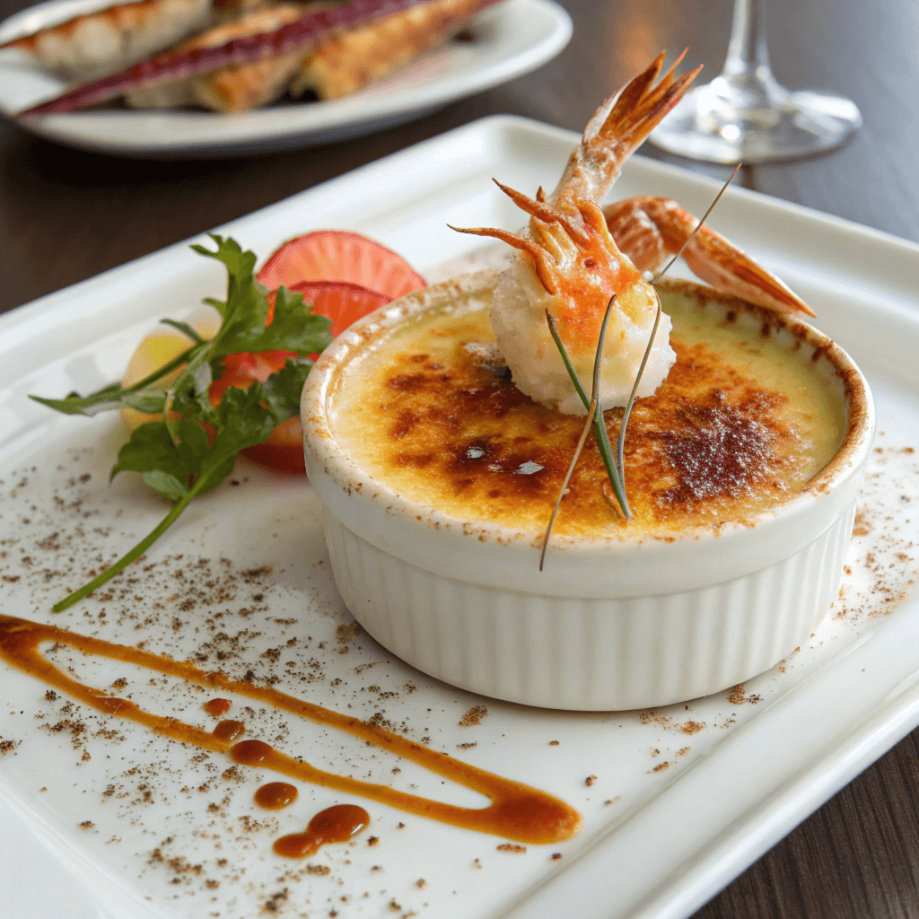 Perfectly Caramelized Crab Brulee with Fresh Garnishes