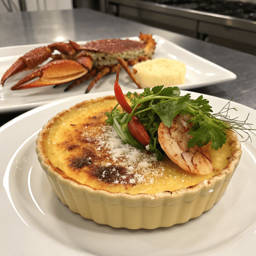 Golden-Crusted Crab Brulee on Elegant Plate