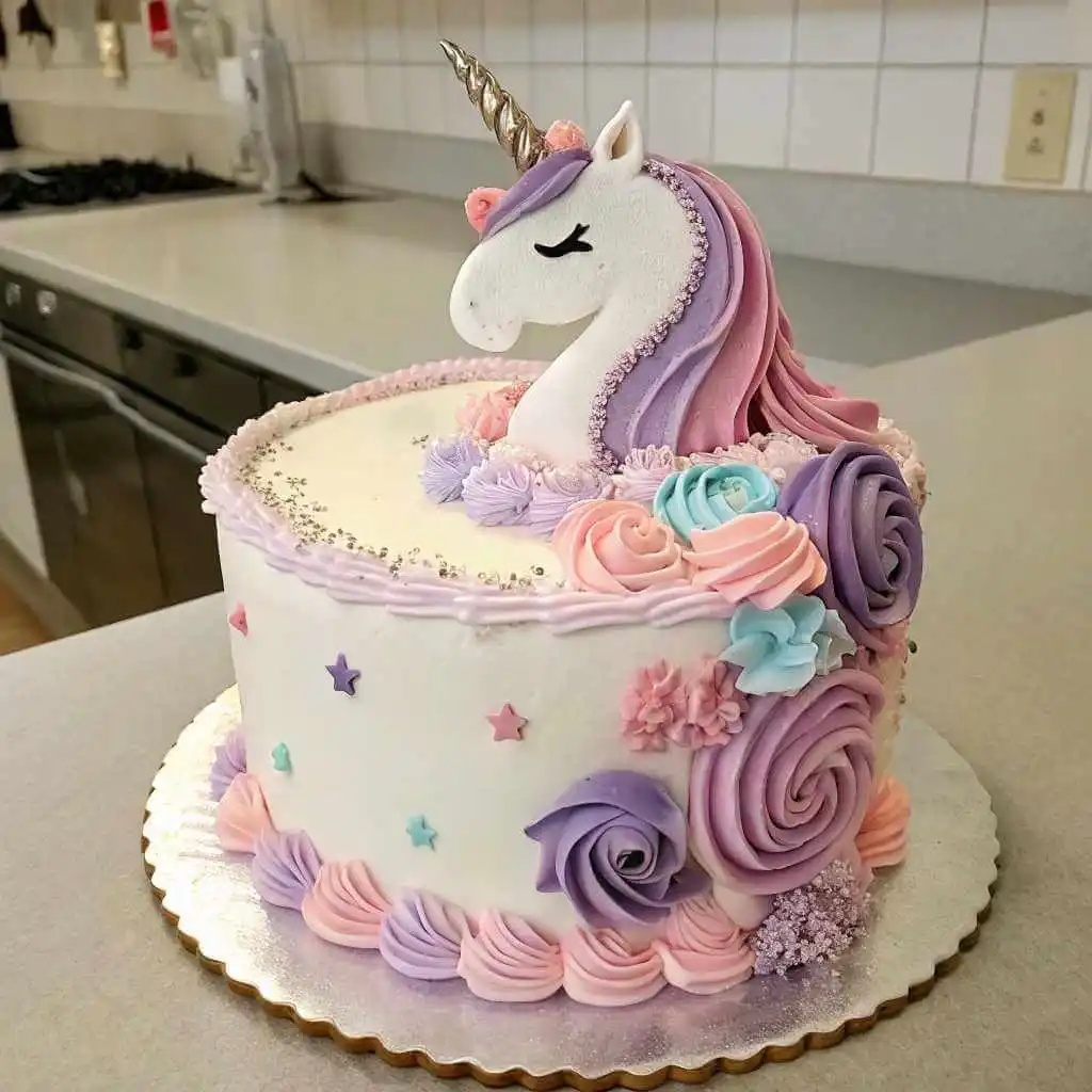 Elegant Unicorn Cake with Gold Accents