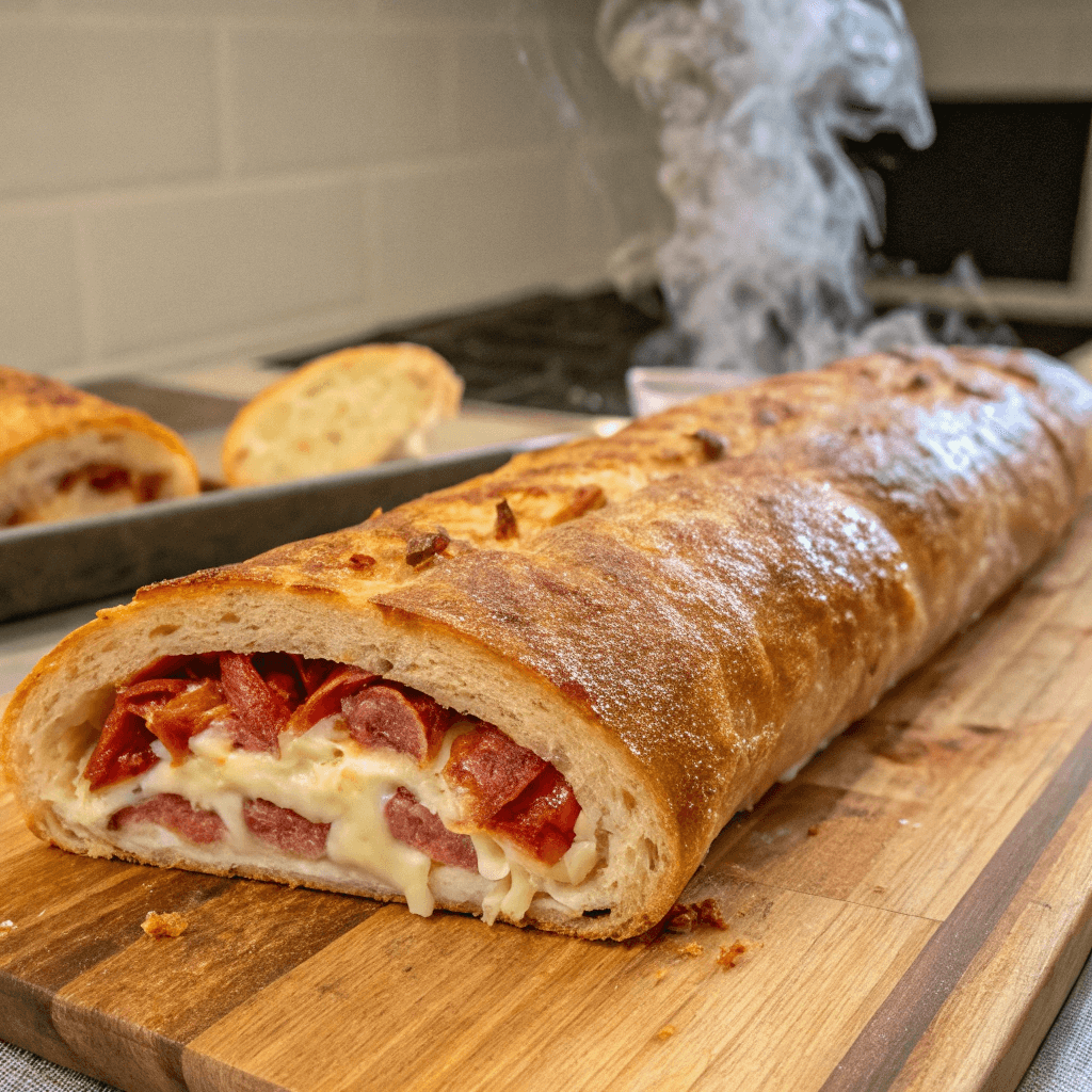Golden Baked Stromboli with Melty Cheese and Savory Fillings