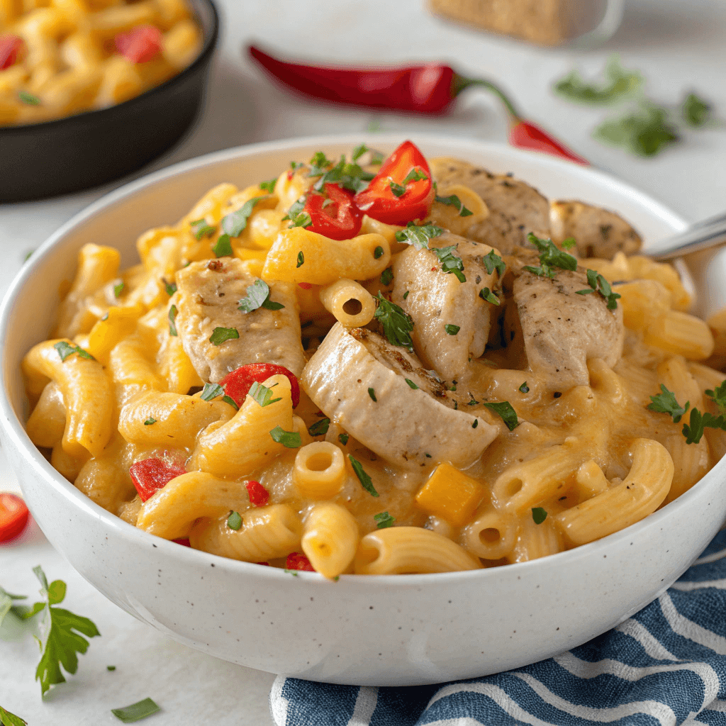 Creamy Honey Pepper Chicken Mac and Cheese Bowl